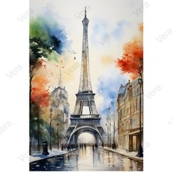 Parisian Panorama: Digital Cityscape Art. Wall Decor. Poster Artwork - Urban Landscape Print