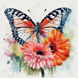 Butterfly digital art illustrations. Digital painting. Wall decor