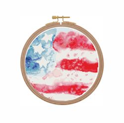 Watercolor cross stitch pattern USA flag Patriotic cross stitch pattern modern Memorial day Xstitch Stars and stripes cr
