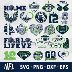 Seattle Seahawks SVG Bundle, Seattle Seahawks SVG, NFL SVG, PNG DXF EPS File
