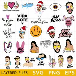 Bad Bunny Bundle Layered SVG, Cricut file, Cut files, Layered digital vector file, Digital download