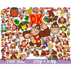 100 Donkey Kong svg Bundle, Donkey Kong Clipart Bundle, Donkey Kong png, Mario svg, png, Donkey Kong Svg, Kong svg