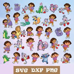 Files Dora Of Explorer and Friends Bundle Png, Cartoon Svg, Dora Of Explorer, Dora And Friends, Dora Png, Dora Bundle