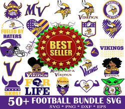 50 Minnesota Vikings Svg Bundle, NFL Teams Svg, NFL svg, NFL Logo, Football Svg, Sport bundle Svg, Digital download