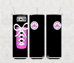 Converse Black and Pink Tumbler PNG, Converse sublimation wrap, Straight Design 20oz Skinny Tumbler, Cut file