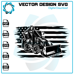 Tractor With Flag Svg, Tractor Svg, Tractor Clipart, Tractor Cricut, Tractor Cutfile, Construction Svg, Farm Equipment S