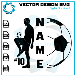 Soccer Svg, Soccer Player Svg, Soccer Monogram Svg, Soccer Clipart, Soccer Cricut Cut file, Name Soccer Svg.