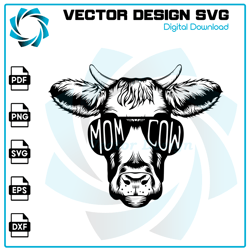 Mom Cow Svg, Mama Cow Face Svg, Cow With Glasses Svg, Mama Cow With Sunglasses Svg, Mama Cow Clipart SVG