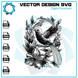 Hummingbird Svg, Hummingbird Clipart, Hummingbird Flowers Svg, Humming Bird Svg, Bird svg PNG