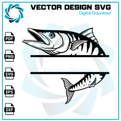 Barracuda Fishing Svg, Fishing Svg, Barracuda Fish Svg, Barracuda Clipart, Barracuda Vector, Barracuda Cricut, Barracuda