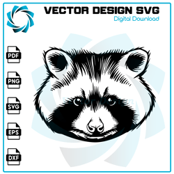 Raccoon Svg, Raccoon Face Svg, Raccoon Clipart, Raccoon Cutfile, Raccoon Cricut, Raccoon Vector, Raccoon Shirt