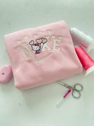 Cute Kawaii Embroidery Sweater,Pink kitty, Gift For Her,Super Cute pink kitty embroidered sweater