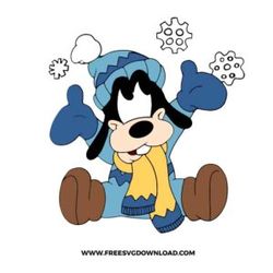 Baby Goofy with Snow SVG & PNG, Disney Svg, Cricut, Silhouette Vector Cut File