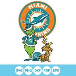 Grinch And Max Miami Dolphins Svg Digital Download