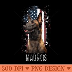 Belgian Malinois American Flag Funny T- Dog - Png Design Files