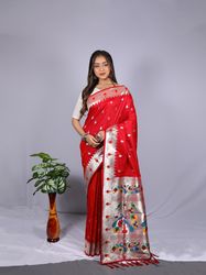 Exclusive paithani silk saree with zari woven work