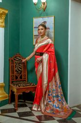 Exclusive Designer paithani silk saree with zari weaving work