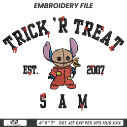 Trick And Treat Stitch Sam Est 2007 Embroidery Design