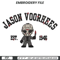 Jason Voorhees Est 1946 Embroidery Design Download