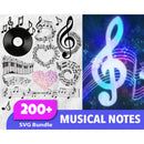 Plus 200 Musical notes svg bundle