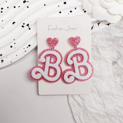 girlgo Best Women's Bling Bling Letter B Design Drop Earrings Simple Party Style Acrylic Jewelry Fashion Women's Earring