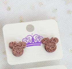 12/16mm Glitter Acrylic Castle Stud Earrings Female Mouse Head Stud Earrings-ST-5