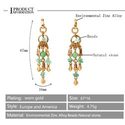 Bohemia Green Hanging Earrings Premium Stainless Steel Jewelry Decoration Luxury Designer Boho Piercing
