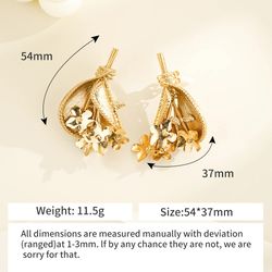 Vintage Flower Bouquet Dangle Earrings For Women Y2K Luxury Gold Plated Zinc Alloy Boho Casual Party Jewelry 2023