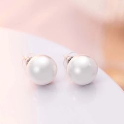 Big Pearl Earrings Classic Faux Round Large Simulated Pearl Studs for Women Hypoallergenic to Sensitive Ears