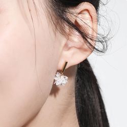 18k gold coating earring with snow flower for woman jewelry for christmas winter gift wedding fashion christmas
