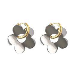 korea silver color big flower earrings fashion geometric metal earrings for women female drop earrings trendy