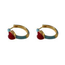 red drop glaze love earrings for women chic personality earrings cool wind ring earrings for women contrast