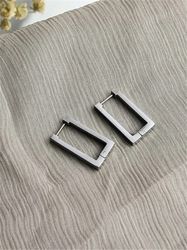 several types of rectangular metallic earrings female earrings titanium steel korean earrings 2023