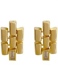 2023 Metal Splicing womens Earrings Simple geometric temperament zircon earrings Stud jewelry accessories