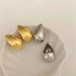 Exaggerated Metal Teardrop Earrings for Women Gold Plated Chunky Water Drop Earrings Vintage Jewelry Gift 2023 Hot
