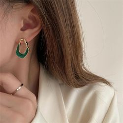 Cold wind irregular metal oil earrings South Korean personality simple and versatile temperament fashion female earrings
