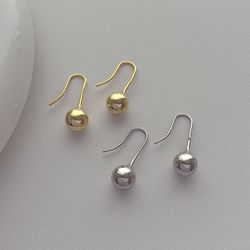 Vintage Metal Smooth Ball Drop Earrings for Women Korean Simple Temperament Daily Jewelry Pendant Gifts 2023