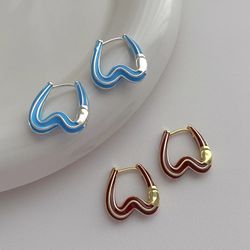 2023 New Arrival Colorful Oil Drop Love Earrings for Women Metal Textured Fashion Elegant Jewelry Gifts