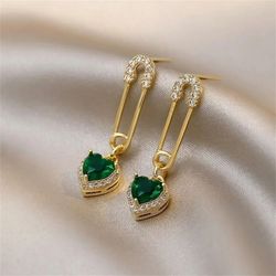 Korean fashion design love pin earrings set with diamond crystal earrings simple personality trend earrings