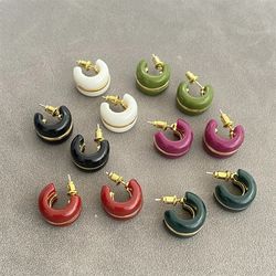 2023 New Arrival Korean Light Luxury Colorful Oil Drop C Shaped Earrings for Women Sweet Elegant Sweet Elegant