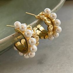 pearl pendant female earrings european and american retro simple heart shaped fashion earrings female jewelry