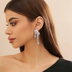 Metal Liquid Irregular Geometric Water drop Earrings for Women Simple Party Vintage Jewelry Accessories