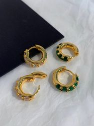 Green small circle earring female niche design earrings light luxury senior sense atmospheric ear buckle