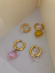 new vintage asymmetrical pendant womens earrings fashion peach heart steel ear buckle ear stud jewelry
