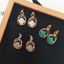 2023 new irregular square resin pendant earrings jewelry gifts for cocktail party statement jewelry earrings