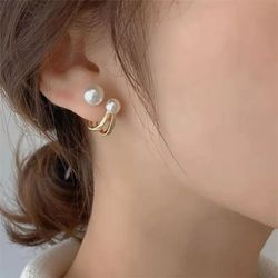 2021 New Retro Light Luxury Pearl Stud Earrings Korean Jewelry Christmas Party Girls Accessories Temperament