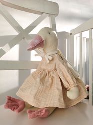 linen goose in a dress- swan lake, fairy doll