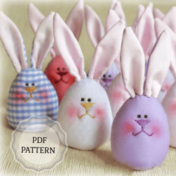 Diy Easter gift Bunny-Egg, creating rabbit fabric, sew cute Easter Bunny, sewing pattern pdf, how to make stuffed bunny