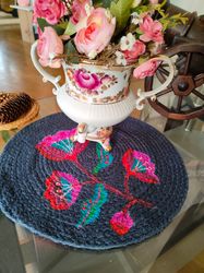 floral,placemats woven,round jute rug,coffee table stand,home decor,round placemat colored,kid placemat,coffee coaster