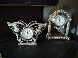 Miniature boudoir clocks,Vintage clock,quartz watch,art deco style,metal watches,watches for collection,antique watch